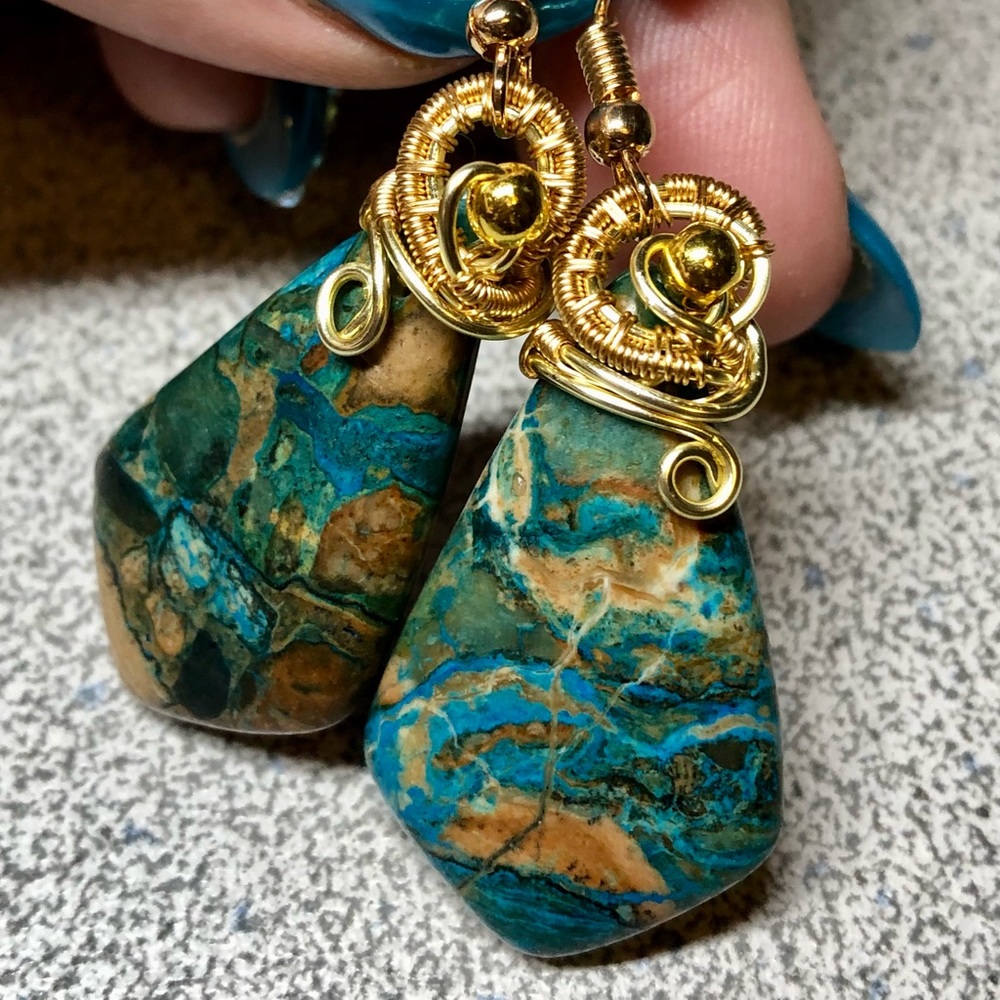 👻Ghost eye jasper earrings-handmade one of a kind